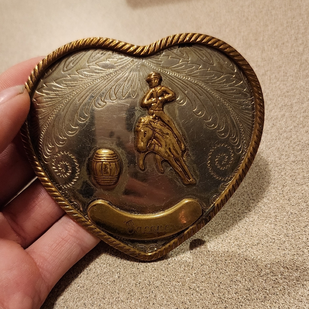 Vintage barrel racing belt buckle